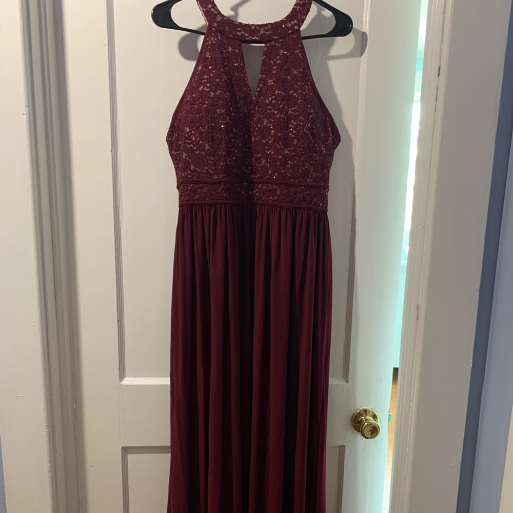 long wine bridesmaids dress